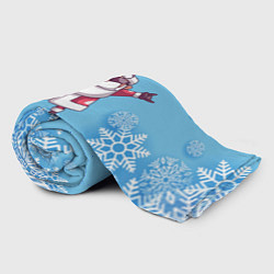 Плед флисовый Крутой Дед Мороз - снежинки, цвет: 3D-велсофт — фото 2