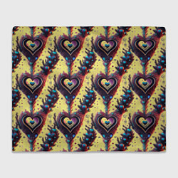 Плед флисовый Паттерн яркие сердца, цвет: 3D-велсофт