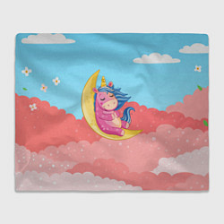 Плед флисовый Единорог на месяце, цвет: 3D-велсофт