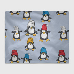 Плед флисовый Смешные пингвины, цвет: 3D-велсофт