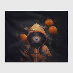 Плед флисовый Девочка в оранжевой толстовке, цвет: 3D-велсофт