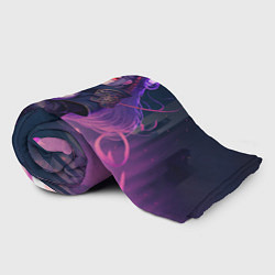 Плед флисовый Cyber girl in purple light, цвет: 3D-велсофт — фото 2