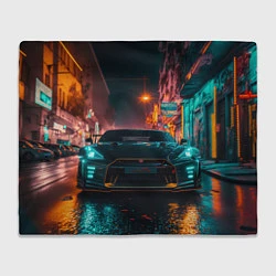 Плед флисовый GTR в ночном городе, цвет: 3D-велсофт