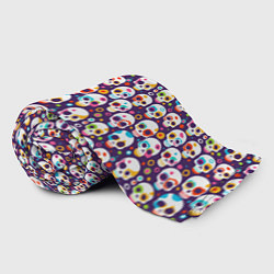 Плед флисовый Черепа абстрактный многоцветный узор, цвет: 3D-велсофт — фото 2