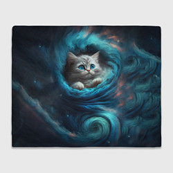Плед флисовый Котик в звездных облаках, цвет: 3D-велсофт