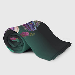 Плед флисовый Неоновый дракон с цветами, цвет: 3D-велсофт — фото 2