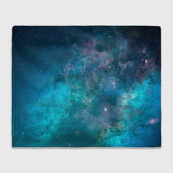 Плед флисовый Абстрактный светло-синий космос и звёзды, цвет: 3D-велсофт