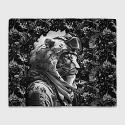 Плед флисовый Лев солдат в камуфляже, цвет: 3D-велсофт