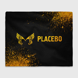 Плед флисовый Placebo - gold gradient: надпись и символ, цвет: 3D-велсофт