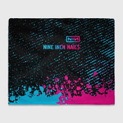 Плед флисовый Nine Inch Nails - neon gradient: символ сверху, цвет: 3D-велсофт