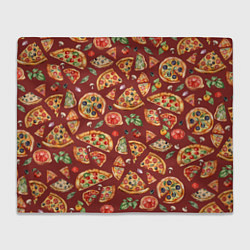 Плед флисовый Кусочки пиццы ассорти - акварельный паттерн, цвет: 3D-велсофт