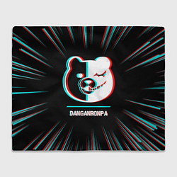 Плед флисовый Символ Danganronpa в стиле glitch на темном фоне, цвет: 3D-велсофт