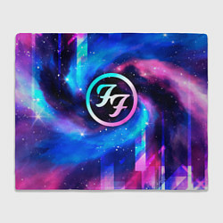 Плед флисовый Foo Fighters неоновый космос, цвет: 3D-велсофт
