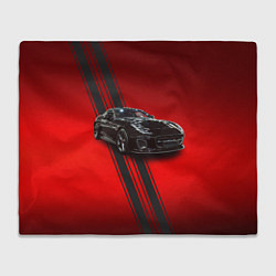 Плед флисовый Английский спортивный автомобиль Jaguar, цвет: 3D-велсофт