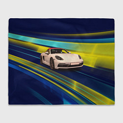 Плед флисовый Спортивная немецкая машина Porsche 911, цвет: 3D-велсофт