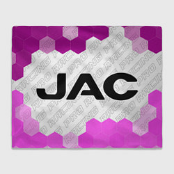 Плед флисовый JAC pro racing: надпись и символ, цвет: 3D-велсофт
