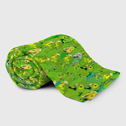 Плед флисовый Зеленые волнистые попугайчики, цвет: 3D-велсофт — фото 2