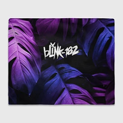 Плед флисовый Blink 182 neon monstera, цвет: 3D-велсофт