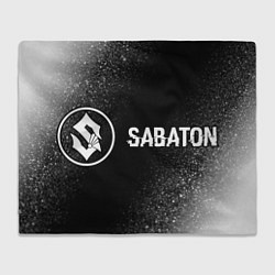 Плед флисовый Sabaton glitch на темном фоне: надпись и символ, цвет: 3D-велсофт