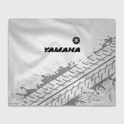 Плед флисовый Yamaha speed на светлом фоне со следами шин: симво, цвет: 3D-велсофт