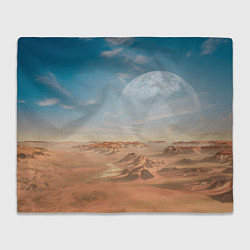 Плед флисовый Пустынная планета и спутник, цвет: 3D-велсофт