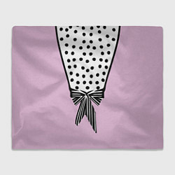 Плед флисовый Костюм Барби: черный горох с полосатым бантом, цвет: 3D-велсофт