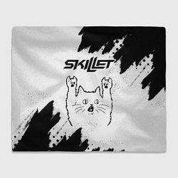 Плед флисовый Skillet рок кот на светлом фоне, цвет: 3D-велсофт