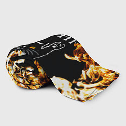 Плед флисовый HIM рок кот и огонь, цвет: 3D-велсофт — фото 2