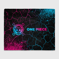 Плед флисовый One Piece - neon gradient: надпись и символ, цвет: 3D-велсофт