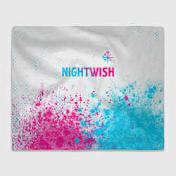 Плед флисовый Nightwish neon gradient style: символ сверху, цвет: 3D-велсофт