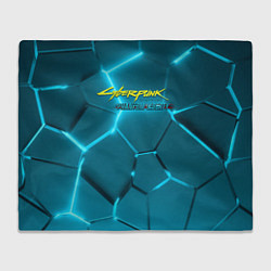 Плед флисовый Cyberpunk 2077 phantom liberty blue logo, цвет: 3D-велсофт