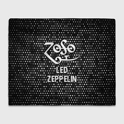 Плед флисовый Led Zeppelin glitch на темном фоне, цвет: 3D-велсофт