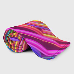 Плед флисовый Неоновые радужные волны, цвет: 3D-велсофт — фото 2