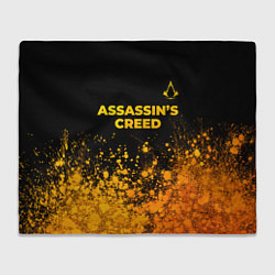 Плед флисовый Assassins Creed - gold gradient: символ сверху, цвет: 3D-велсофт