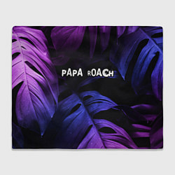 Плед флисовый Papa Roach neon monstera, цвет: 3D-велсофт
