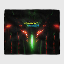 Плед флисовый Киберпанк 2077 призрачная свобода зеленое свечение, цвет: 3D-велсофт