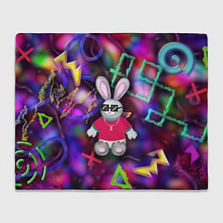 Плед флисовый Кролик в футболке, цвет: 3D-велсофт