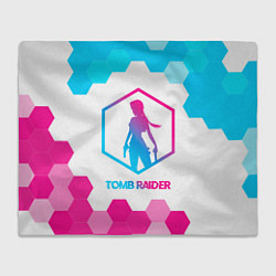 Плед флисовый Tomb Raider neon gradient style, цвет: 3D-велсофт