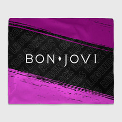 Плед флисовый Bon Jovi rock legends: надпись и символ, цвет: 3D-велсофт
