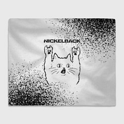 Плед флисовый Nickelback рок кот на светлом фоне, цвет: 3D-велсофт