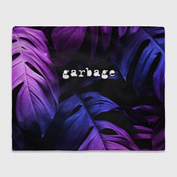 Плед флисовый Garbage neon monstera, цвет: 3D-велсофт
