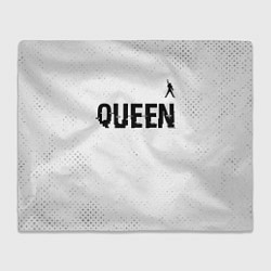 Плед флисовый Queen glitch на светлом фоне: символ сверху, цвет: 3D-велсофт