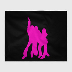 Плед флисовый Розовый силуэт Blackpink на черном фоне, цвет: 3D-велсофт