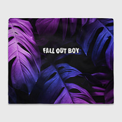 Плед флисовый Fall Out Boy neon monstera, цвет: 3D-велсофт