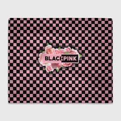 Плед флисовый Blackpink logo roses, цвет: 3D-велсофт