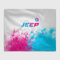 Плед флисовый Jeep neon gradient style: символ сверху, цвет: 3D-велсофт