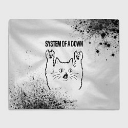 Плед флисовый System of a Down рок кот на светлом фоне, цвет: 3D-велсофт