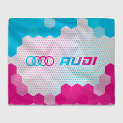 Плед флисовый Audi neon gradient style: надпись и символ, цвет: 3D-велсофт