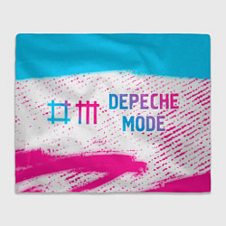 Плед флисовый Depeche Mode neon gradient style: надпись и символ, цвет: 3D-велсофт