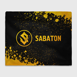 Плед флисовый Sabaton - gold gradient: надпись и символ, цвет: 3D-велсофт